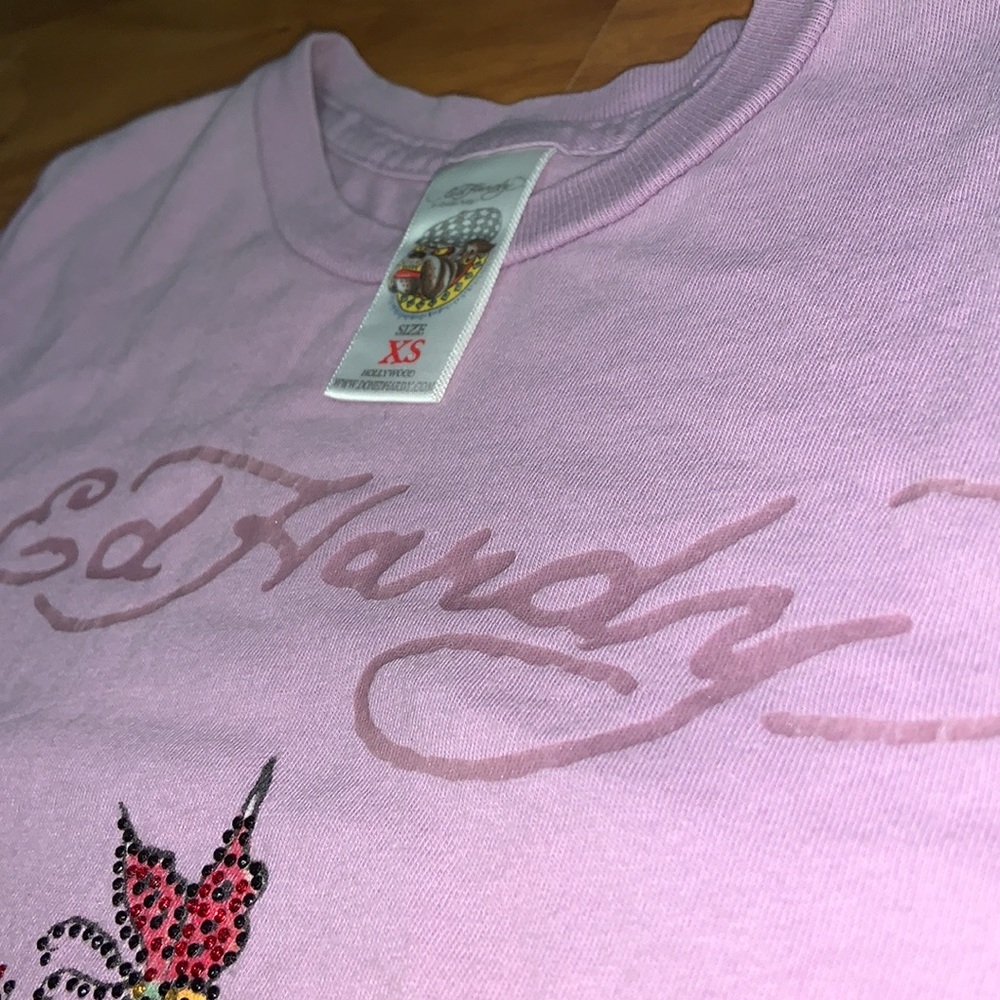 Ed Hardy *RARE* Chrysanthemum Rhinestone Shirt - Picture 6 of 10